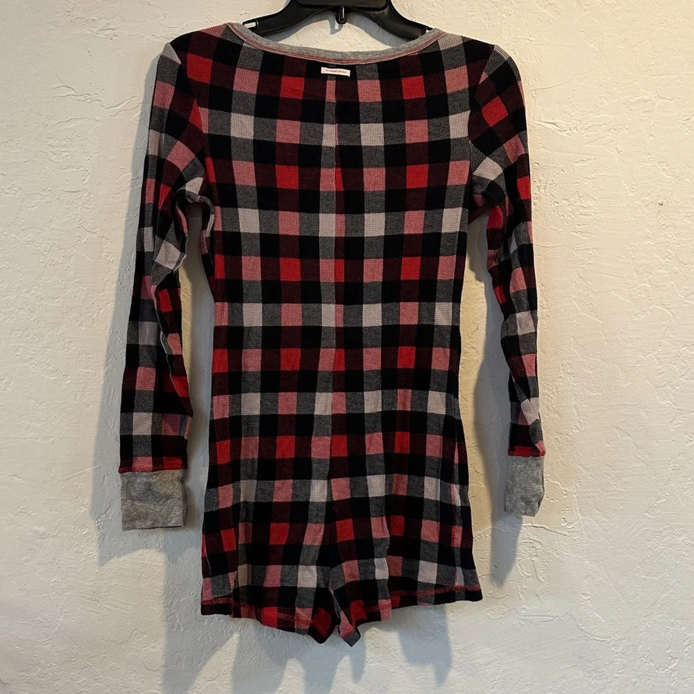 Victoria’s Secret Plaid Henley Romper – Size S, Cozy‎ Long Sleeve